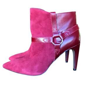 1. State Red Leather and Suede Heeled Booties size 8.5